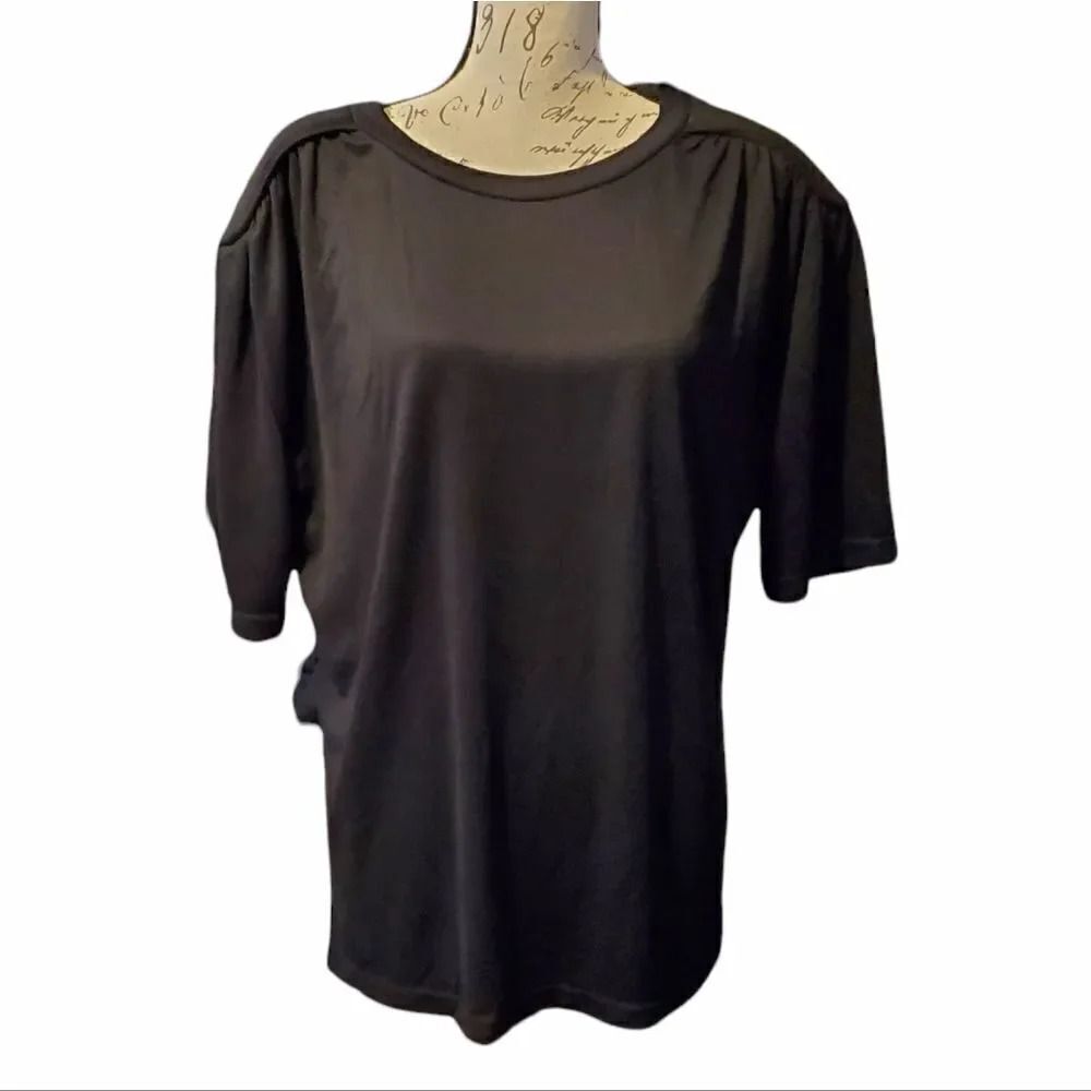 One One Six Ladies Black Top with Padded Shoulder Detail - Size 2x